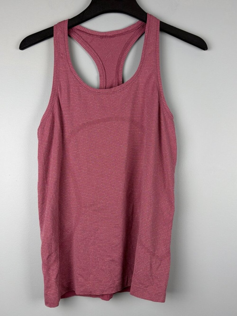 Lululemon Swift Stride Tank Top Womens 8 Pink Metallic Striped Barbie Gym Long